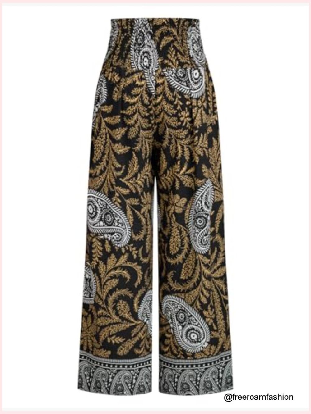 High Waisted Wide Leg Palazzo Pants Floral Boho Lounge - Picture 4 of 7